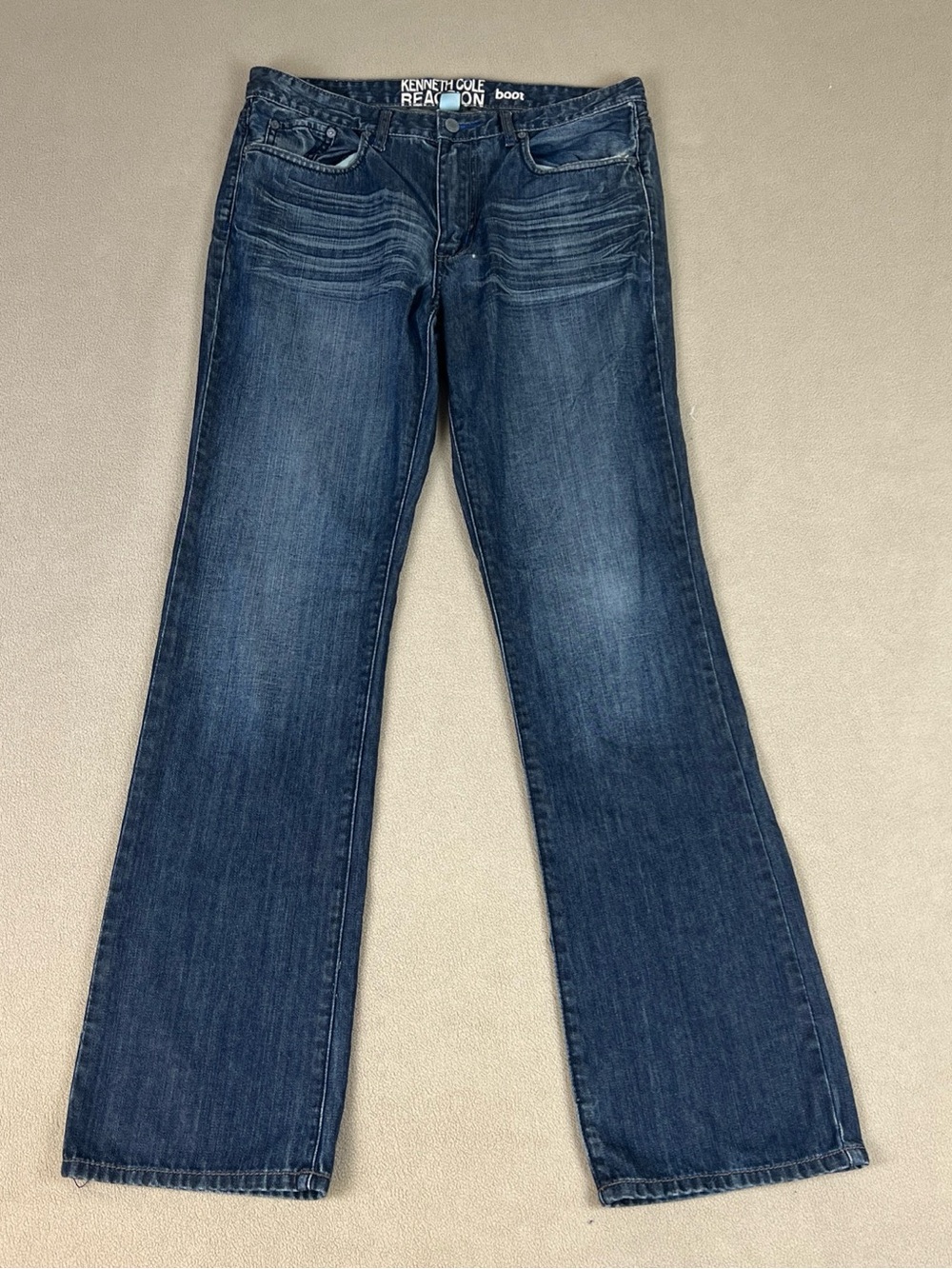 Kenneth Cole Reaction Boot Cut Jeans, 100% Cotton. Blue. Men's Sz 34x34